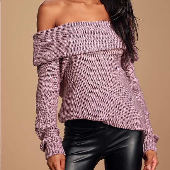 Sweaters - SOLD!Lulu’s NWT Lavender knit off shoulder sweater
